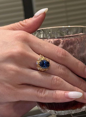 小红书爆款棕色香槟金大颗粒戒指高级感食指戒贵气款戒指一件代发