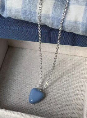 银森优化海蓝宝爱心吊坠项链双层锁骨链ins韩系精致轻奢新