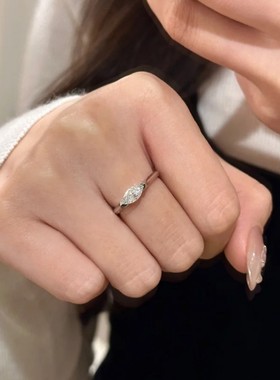 新款异形马眼钻戒指女小众设计开口指环简约百搭高级感送女友礼物