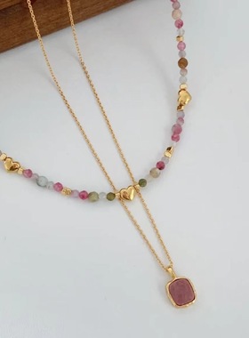 「春日序曲」彩红串珠项链精致简约百搭高级感锁骨链小众设计颈链