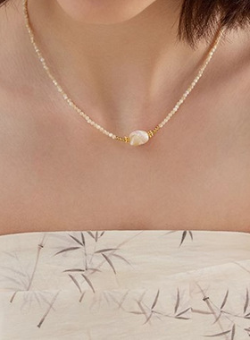 沙海部落 新中式天然石高级复古小众设计感串珠可叠带项链