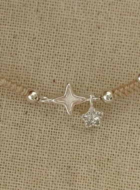 【繁星点点】银色星芒银珠编绳手链简约日系小众设计高颜值手绳