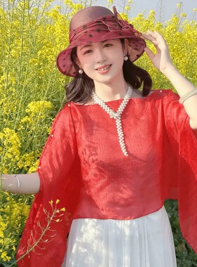 夏季度假风薄款防晒丝巾披肩女