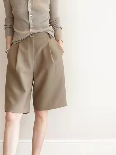 Clearance clearance counter cattle goods removal high-end suit shorts women's summer thin high-waisted khaki casual five-point pants