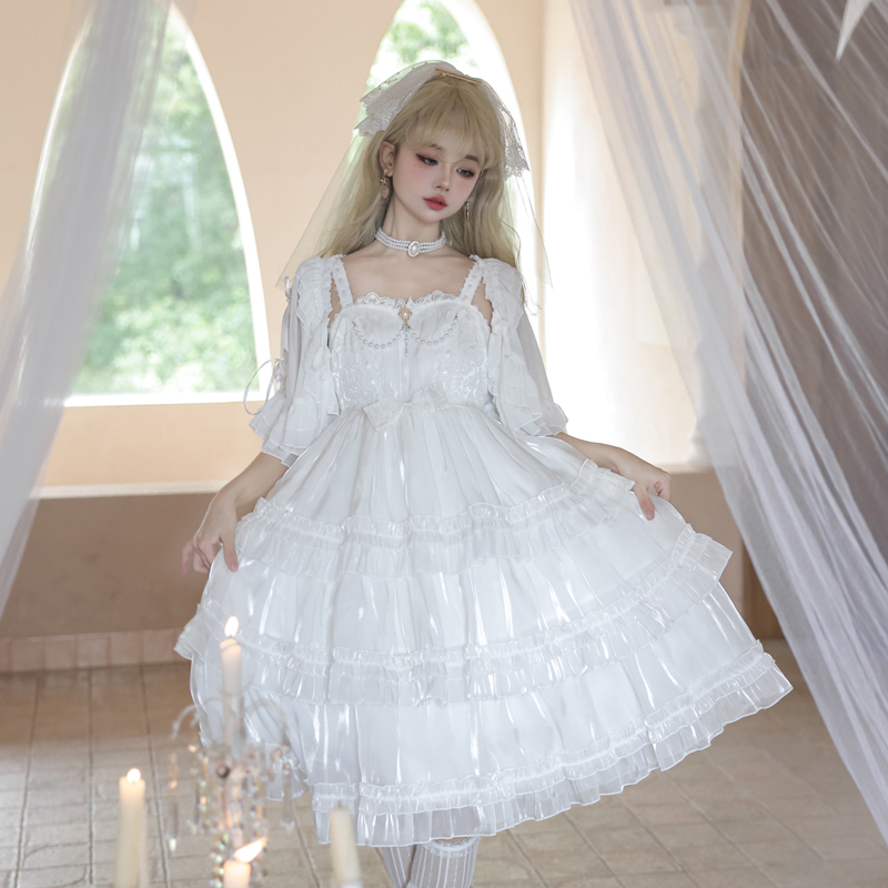 星纱恋曲 lolita裙原创设计jsk优雅蓬蓬裙白色洛丽塔吊带连衣裙,淘宝优惠券,粉丝福利购,淘宝优惠卷
