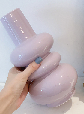 法式轻奢高级紫色陶瓷花瓶摆件