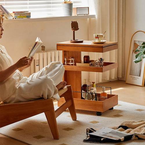 实木沙发边几家用可移动小推车小户型床头置物架阳台小桌子收纳柜 - 图2