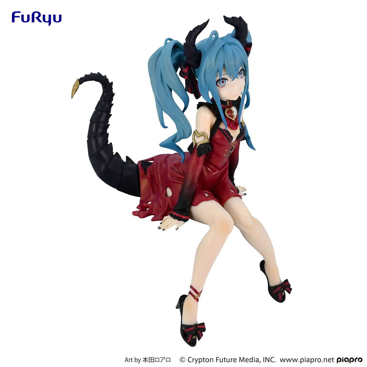 正版现货 FuRyu初音恶魔蔷薇色泡面压动漫少女景品手办摆件-图1