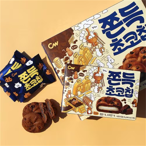 韩国进口零食CW青佑巧克力打糕麻薯糯米糍软糯夹心软曲奇打糕饼干 - 图1