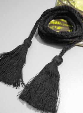 纯棉线绳腰带流苏编织抽绳手工编制腰带绳子服饰品服装包包装饰绳