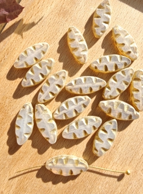 进口捷克琉璃珠锯齿柳叶波浪珠约18*7mm手工串珠材料diy饰品配件