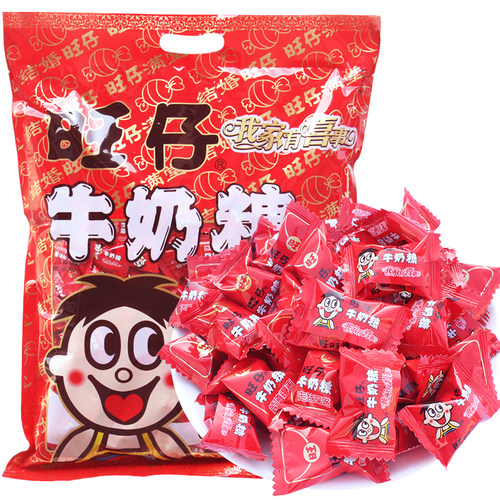 旺旺 旺仔牛奶糖500g散装批发结婚庆喜糖果礼盒装儿童休闲小零食 - 图0
