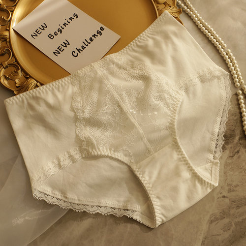 新款薄款莫代尔棉内裤女中高腰舒适无痕包臀大码胖mm蕾丝边三角裤 - 图2