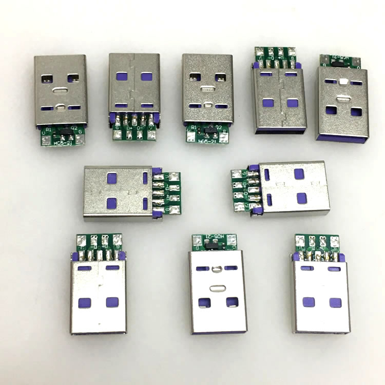 10只价  USB A公头4Pin带板带芯片支持100W快充插头 - 图2