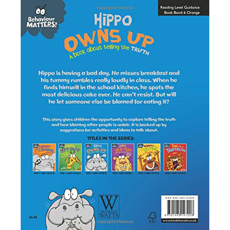 【预售】英文原版Behaviour Matters Hippo Owns Up- A book about telling the truth行为很重要河马坦白儿童教育故事书籍-图0