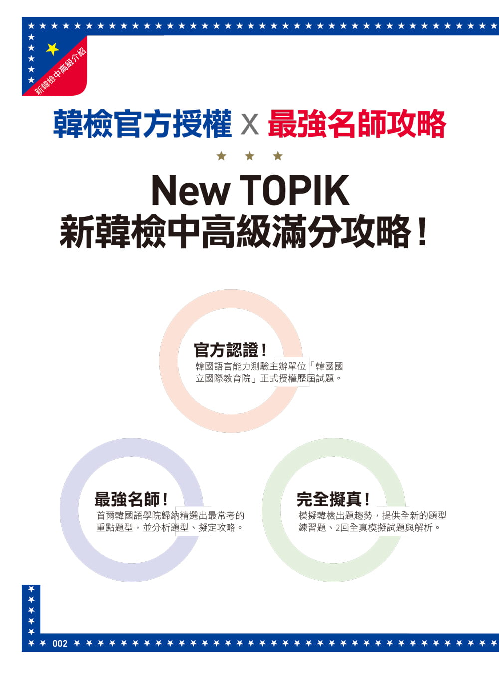 【现货】台版《官方认证 New TOPIK Ⅱ 新韩检中高级满分攻略试题解析（附听力试题CD考试题型测》题型拆解书籍 - 图0