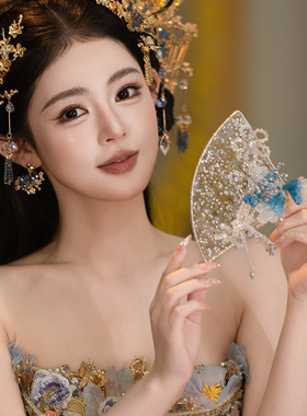古风新娘配饰精致手工花朵结婚婚礼秀禾服龙凤褂造型仙气质感团扇