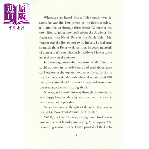 纽伯瑞儿童文学奖获奖 英文童书 波普先生的企鹅 Mr. Popper's Penguins 英文原版 儿童文学 进口图书【中商原版】 - 图1