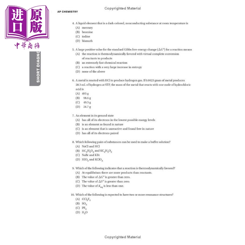 现货 新版2024年 AP考试化学 高级版 6次练习测试综合复习在线练习巴朗AP考试课程AP Chemistry Premium Barron's AP【中商原版】 - 图3