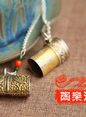 陶乐溪 国风老古董 可以打开的凤穿牡丹鎏金老银锁信筒手工银项链