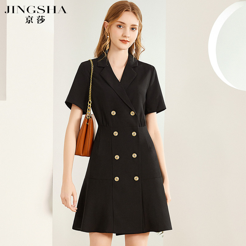 赫本风小2022春夏新款收腰连衣裙 京莎连衣裙