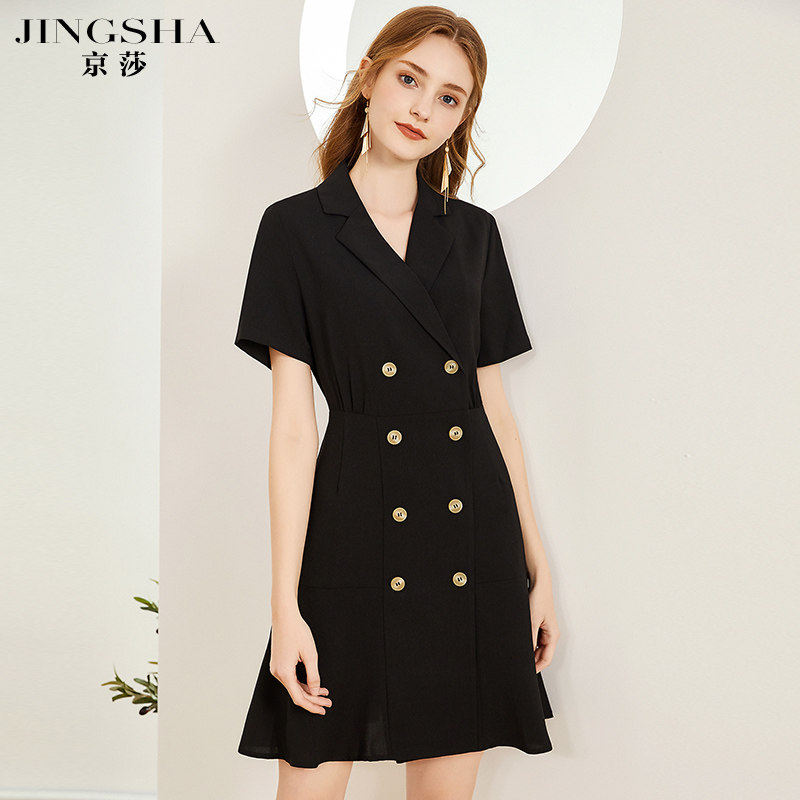 赫本风小2022春夏新款收腰连衣裙 京莎连衣裙