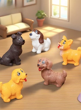 微景观写实可爱金毛柯基小狗摆件