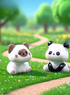 微景观可爱小猫小猪动物萌粒摆件