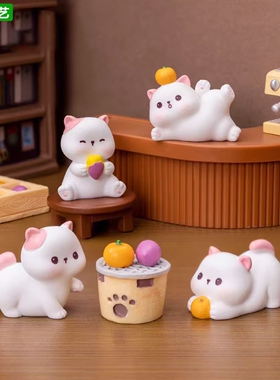 可爱微景观围炉煮茶小猫咪摆件