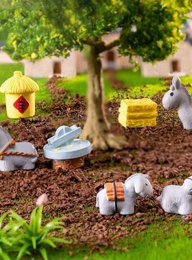 微景观创意小驴拉磨公仔造景摆件