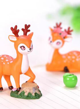 微景观仿真梅花鹿摆件造景装饰