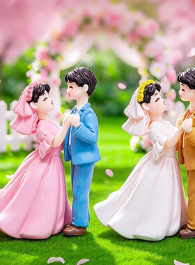 婚礼情侣桌面汽车载微景观小摆件