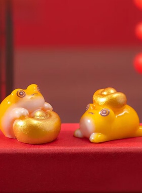 招财小金蟾萌粒公仔迷你桌面摆件