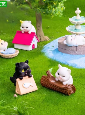 微景观创意可爱趴趴小猫咪公仔