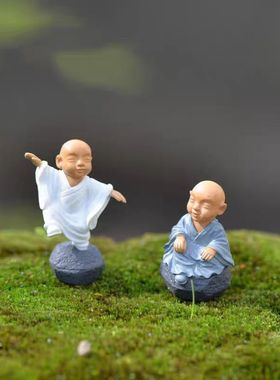 微景观摆件卡通小和尚造景摆件