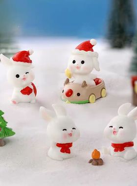 圣诞新款圣诞小摆件雪橇兔子