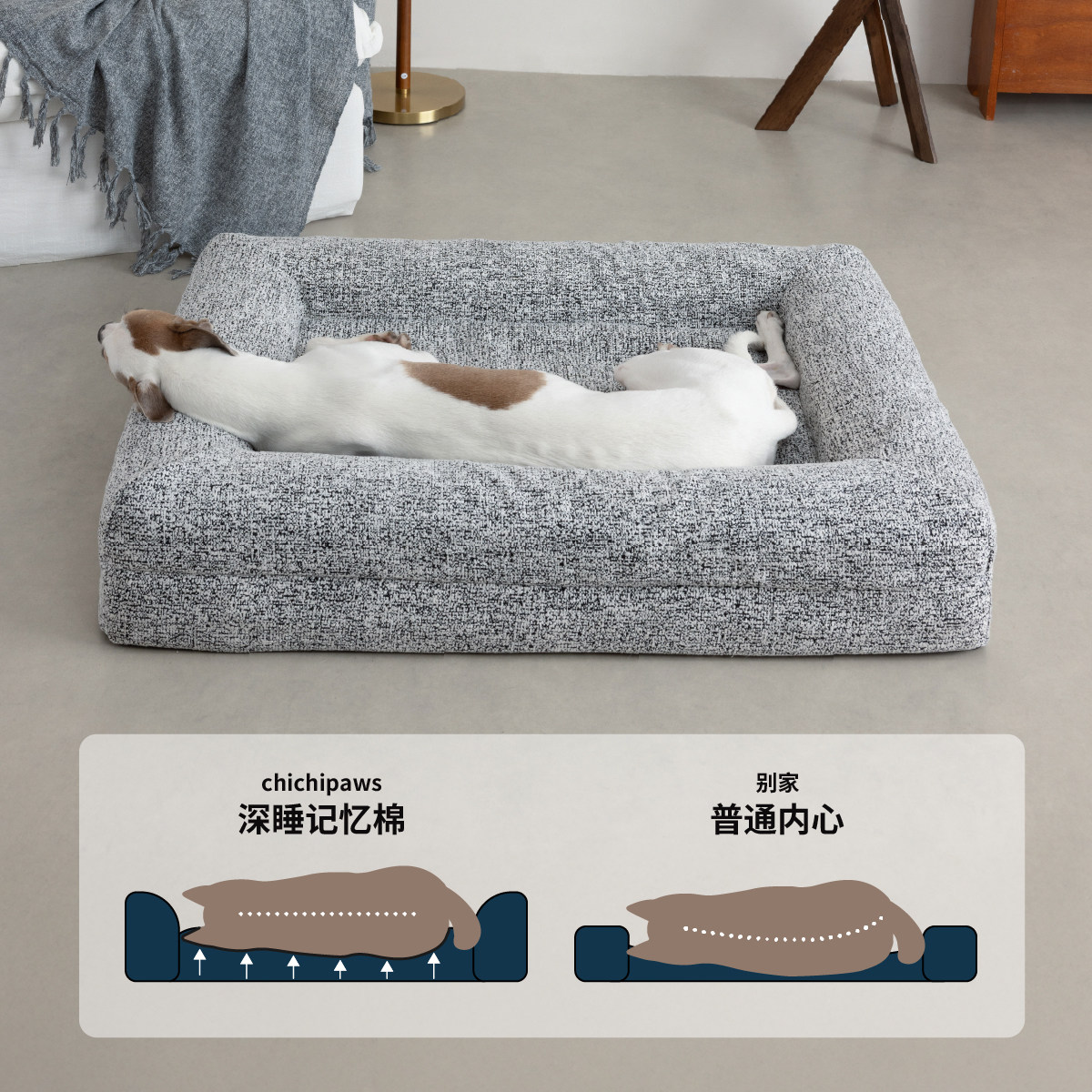 chichipaws记忆棉狗窝不塌陷狗床耐抓中大型犬可拆洗四季通用