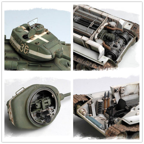 小号手 84807 84809 拼装模型 1/48T34/85中型坦克1944年型全内构_虎窝淘