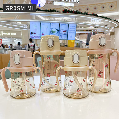 grosmimi格罗咪咪吸管杯ppsu宝宝奶瓶婴儿童水杯带刻度喝奶杯配件 - 图1