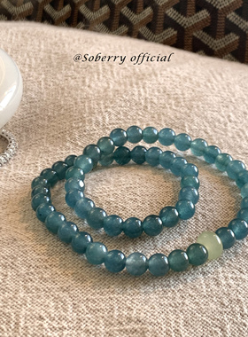 SoBerry「观沧蓝」 巴山蓝水原创天然石手链文艺新中式手串