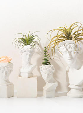 风大号小卫人头像仿石膏家居花插美术用品雕像收纳花瓶装饰树