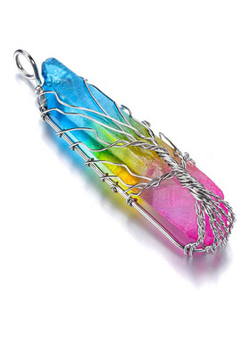 Natural Stone Copper Wire Pendant Necklace for Women Men