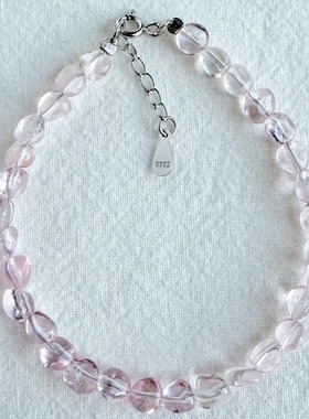 VividEon【限量】 高透 粉摩根糖豆 手链手串女 S925银 小众随型