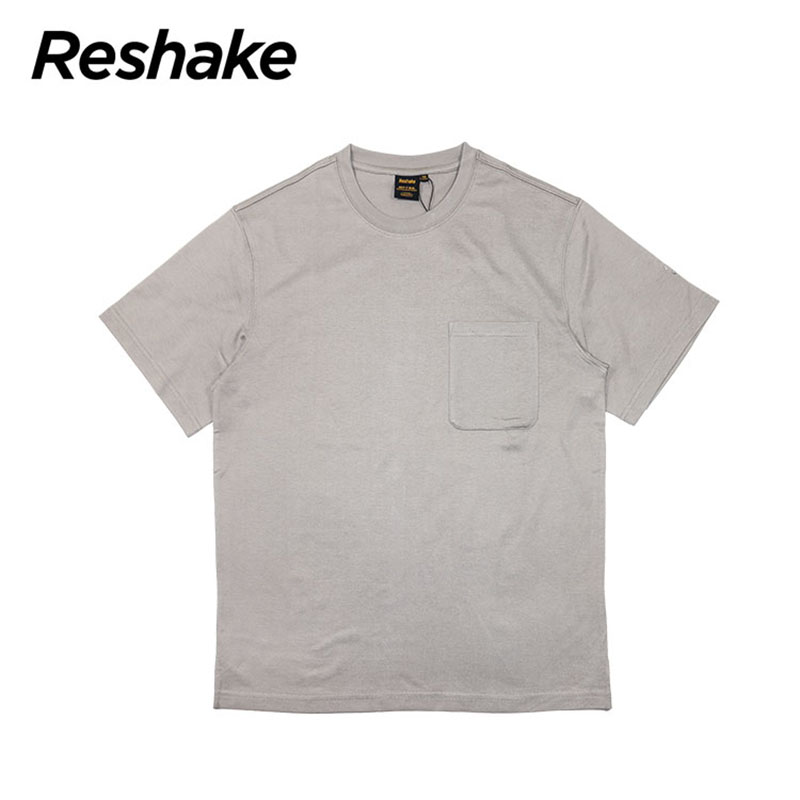 RESHAKE/后型格夏季男士t恤男装短袖修身半袖纯棉潮流纯色圆领-图1
