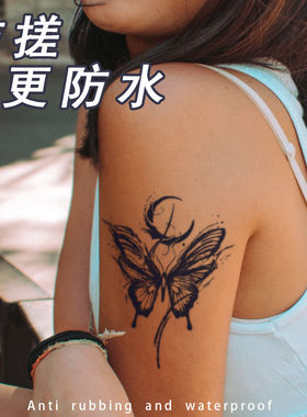 ins风暗黑月影血蝴蝶辣妹纹身贴