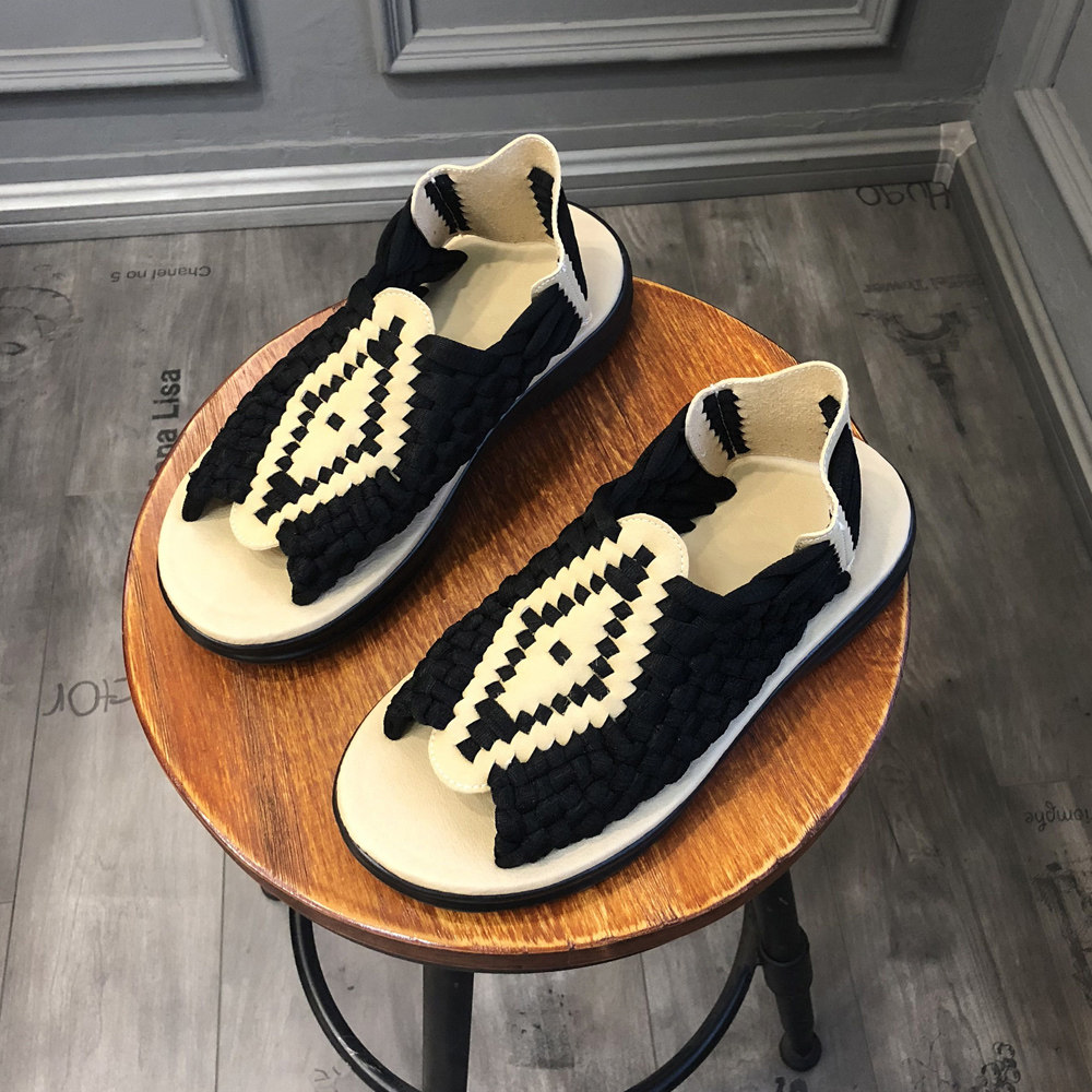 国潮男凉鞋真皮2024新款夏季手工编织沙滩运动凉鞋男个性软底凉鞋,淘宝优惠券,粉丝福利购,淘宝优惠卷