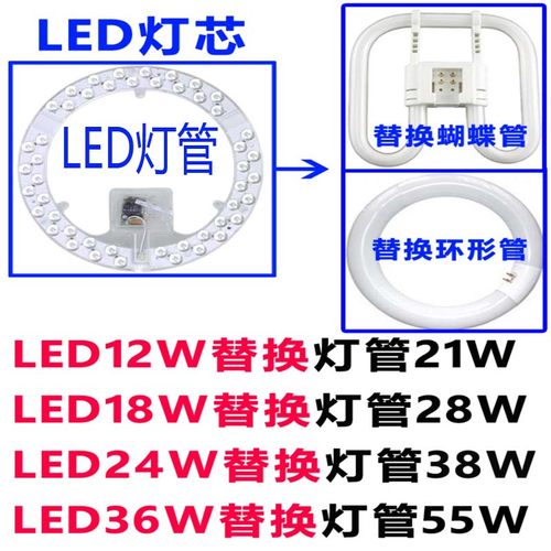led灯管圆形T5T6环形蝴蝶型吸顶灯阳台面包灯四针4卧室2d卫生间方 - 图0