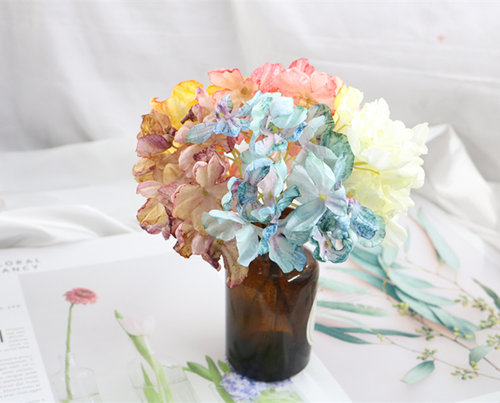 ins森系绢花仿真花欧系花朵花头头饰配件布花花艺花墙烧烤绣球 - 图0