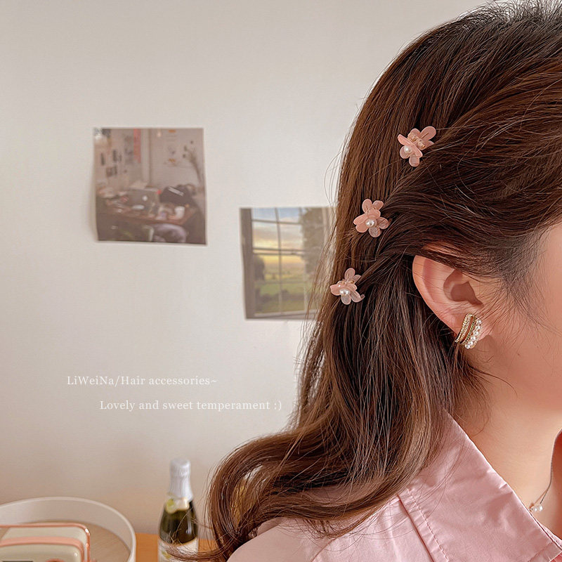 粉色花朵迷你小抓夹女公主头编发发夹前额侧边刘海夹发卡夹子头饰,淘宝优惠券,粉丝福利购,淘宝优惠卷