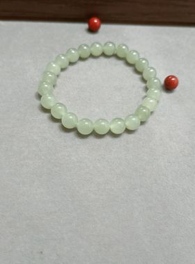 天然手串冰晴白水圆珠手串玉石手链8m素圈